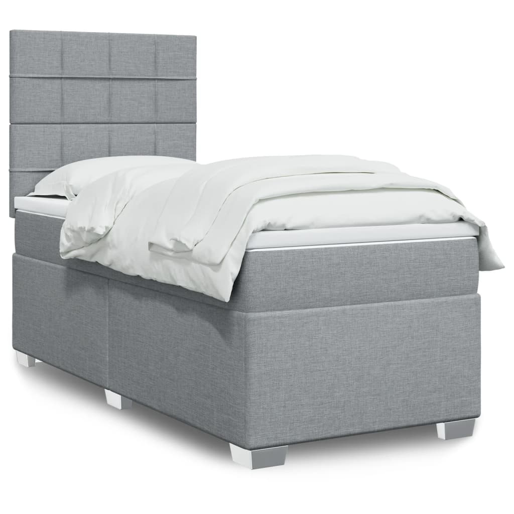 Sommier à lattes de lit avec matelas gris clair 80x200 cm tissu - XIOS
