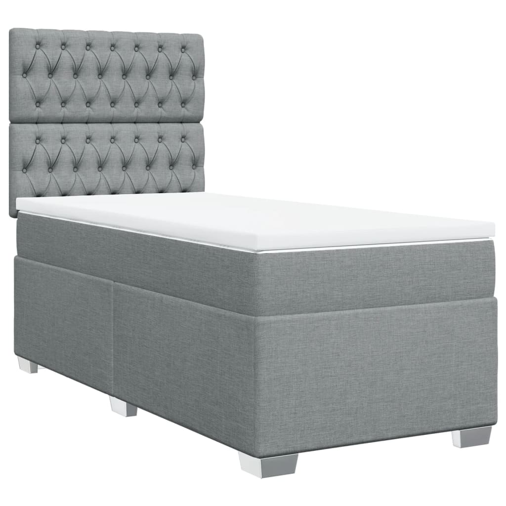 Sommier à lattes de lit avec matelas gris clair 80x200 cm tissu - XIOS