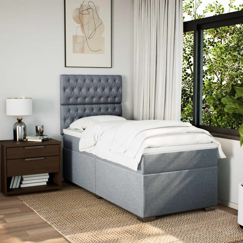 Sommier à lattes de lit avec matelas gris clair 80x200 cm tissu - XIOS