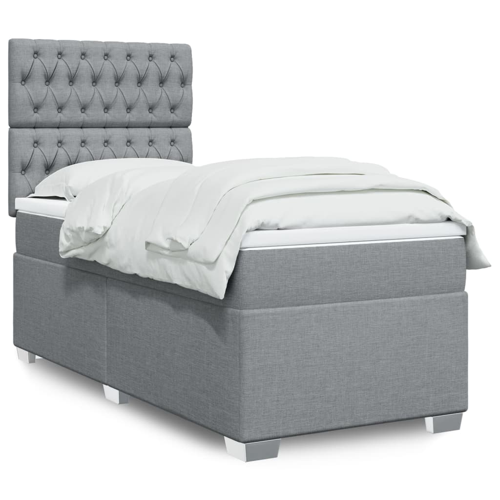Sommier à lattes de lit avec matelas gris clair 80x200 cm tissu - XIOS