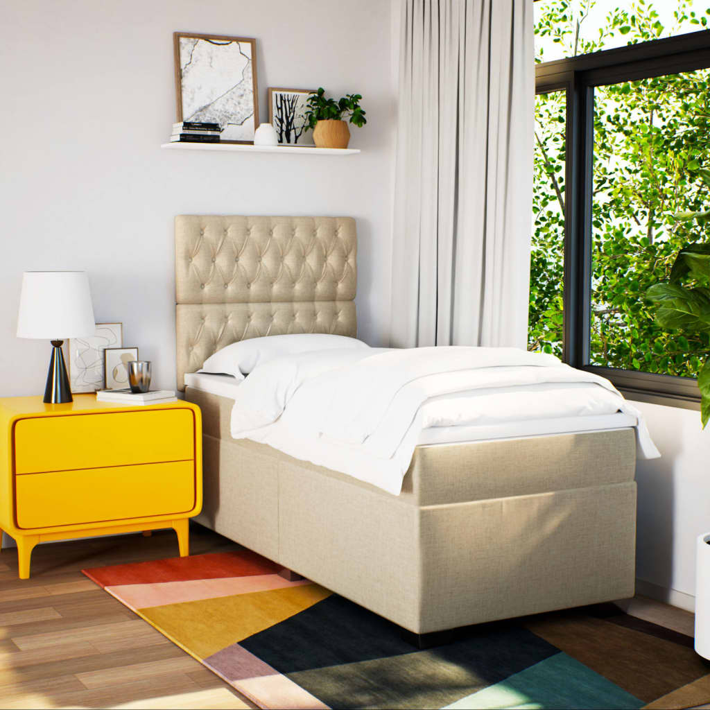 Sommier à lattes de lit avec matelas Crème 80x200 cm Tissu - XIOS