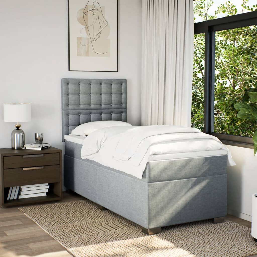 Sommier à lattes de lit avec matelas gris clair 80x200 cm tissu - XIOS