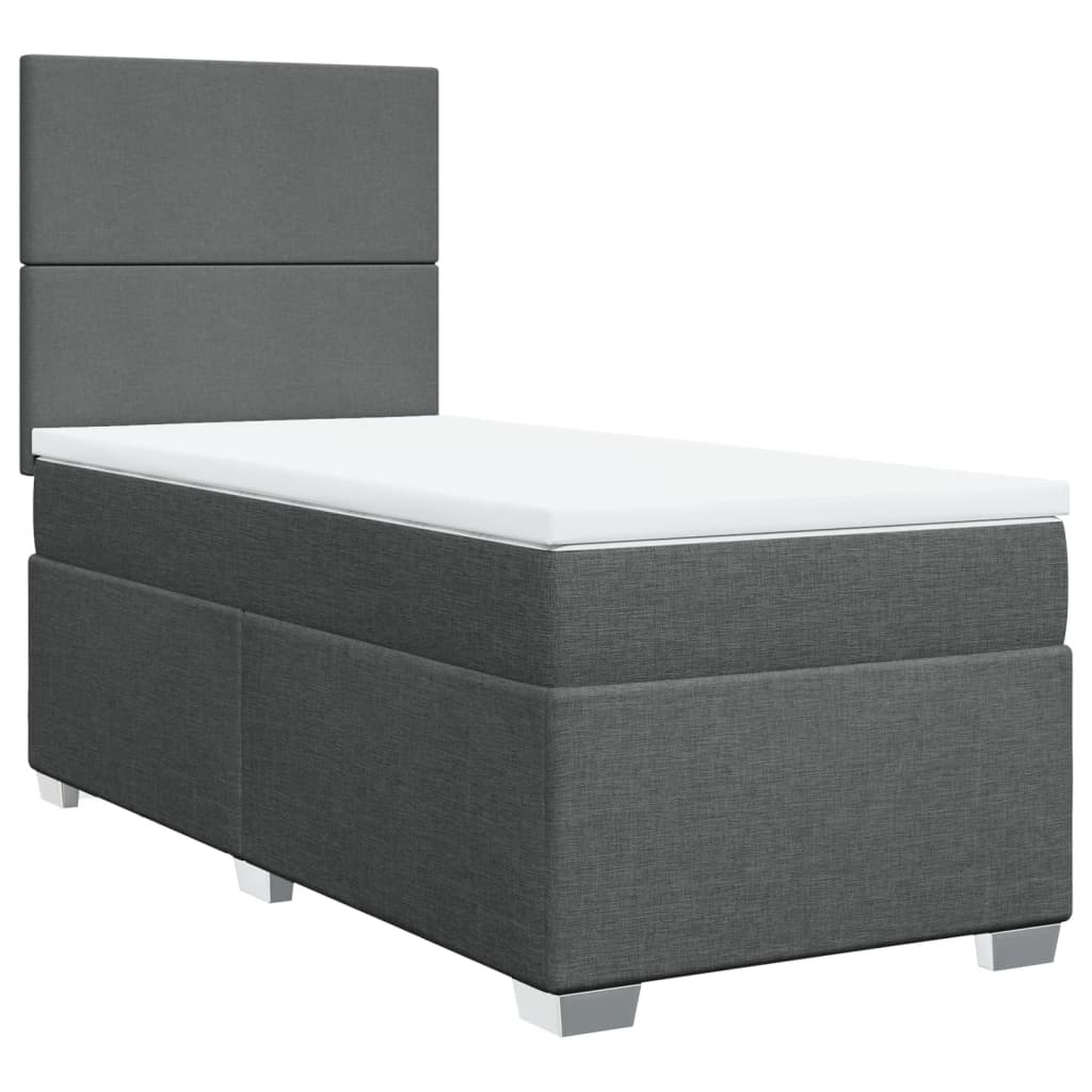 Sommier à lattes de lit et matelas Gris foncé 90x190 cm Tissu - XIOS