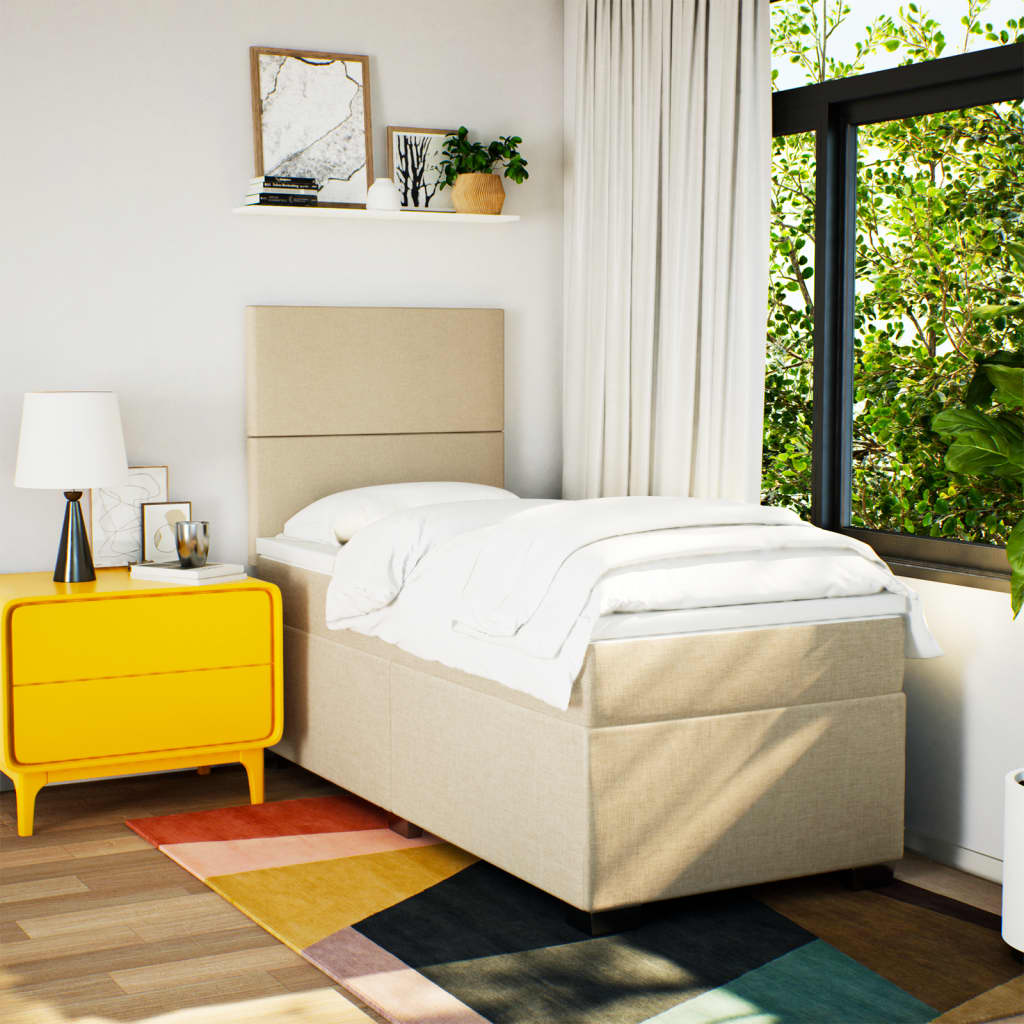 Sommier à lattes de lit et matelas Crème 90x190 cm Tissu - XIOS