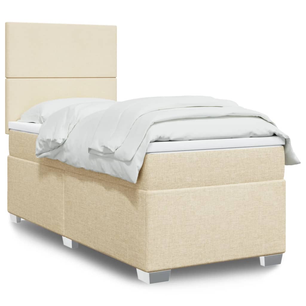 Sommier à lattes de lit et matelas Crème 90x190 cm Tissu - XIOS