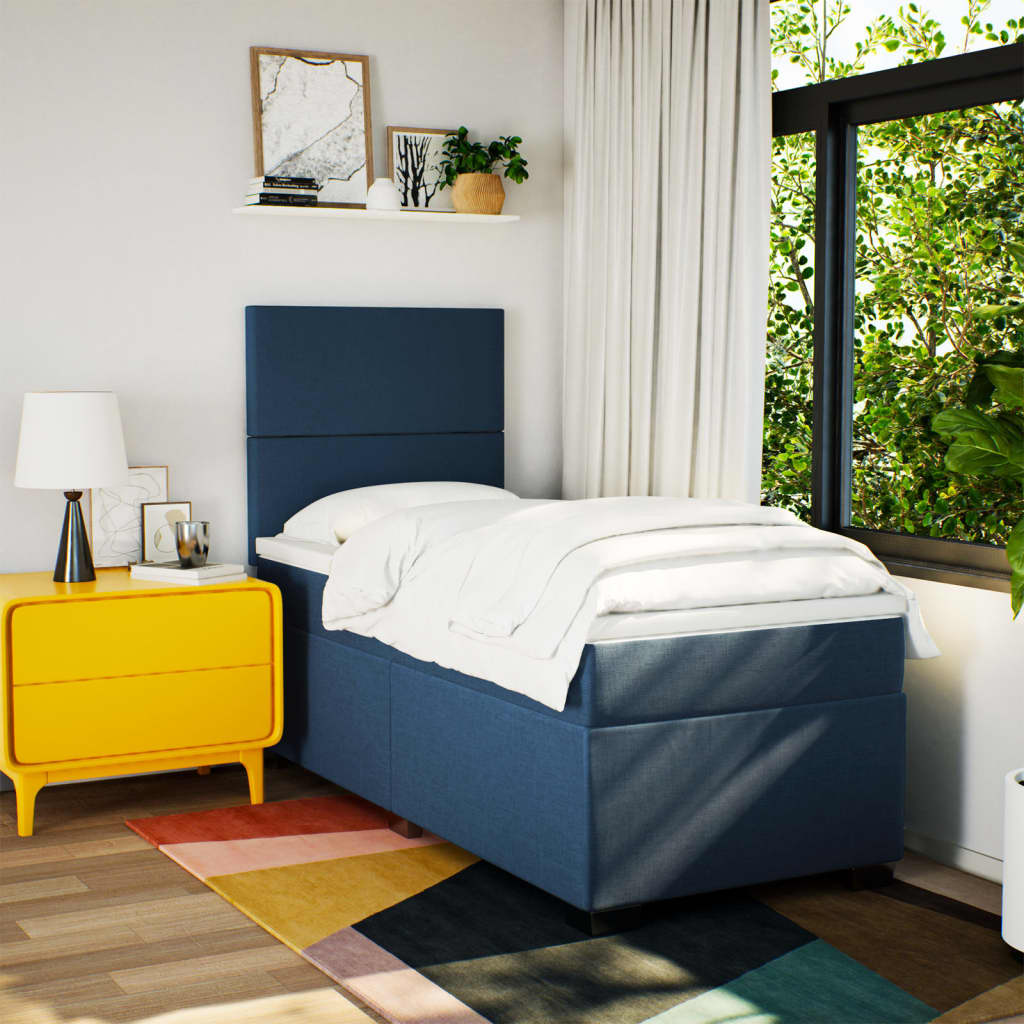 Sommier à lattes de lit avec matelas Bleu 90x190 cm Tissu - XIOS