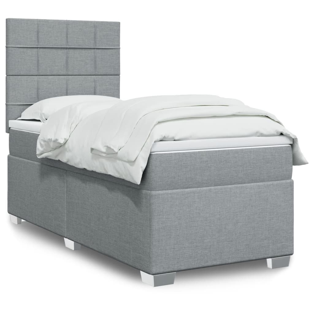 Sommier à lattes de lit et matelas Gris clair 90x190 cm Tissu - XIOS