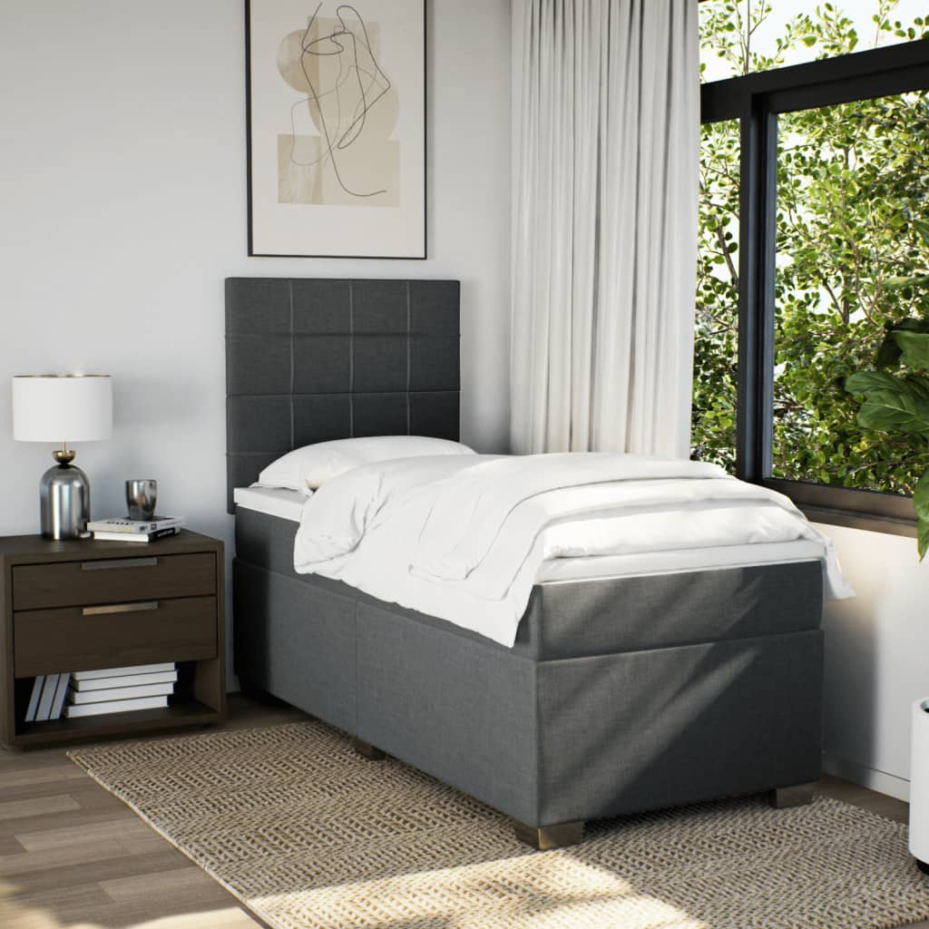 Sommier à lattes de lit et matelas Gris foncé 90x190 cm Tissu - XIOS