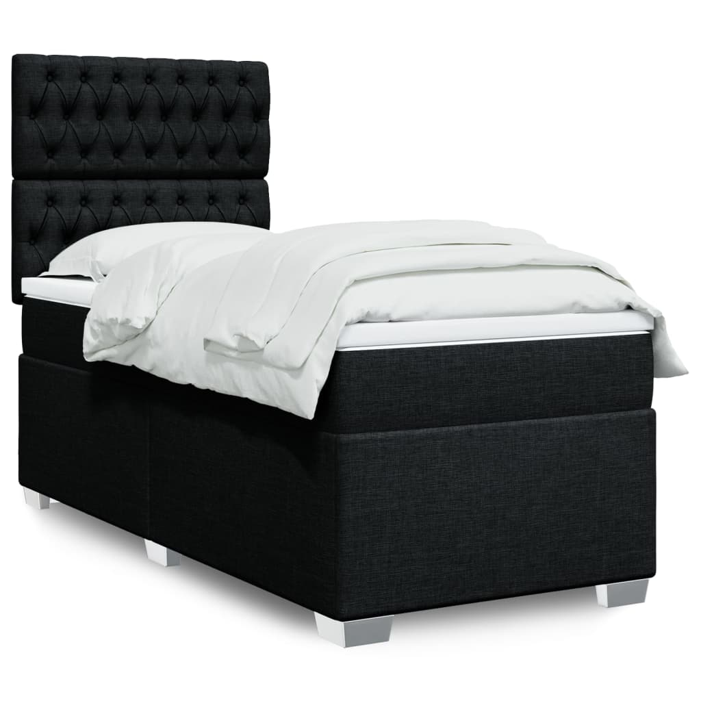 Sommier à lattes de lit avec matelas Noir 90x190 cm Tissu - XIOS
