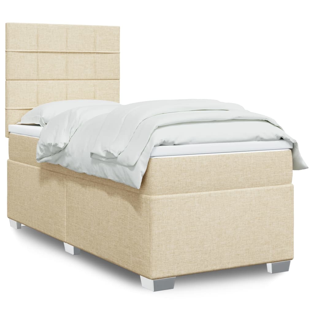 Sommier à lattes de lit avec matelas Crème 90x200 cm Tissu - XIOS