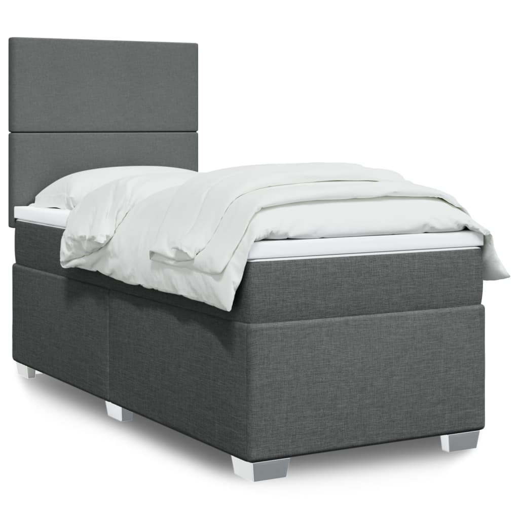Sommier à lattes de lit avec matelas Gris foncé 100x200cm Tissu - XIOS