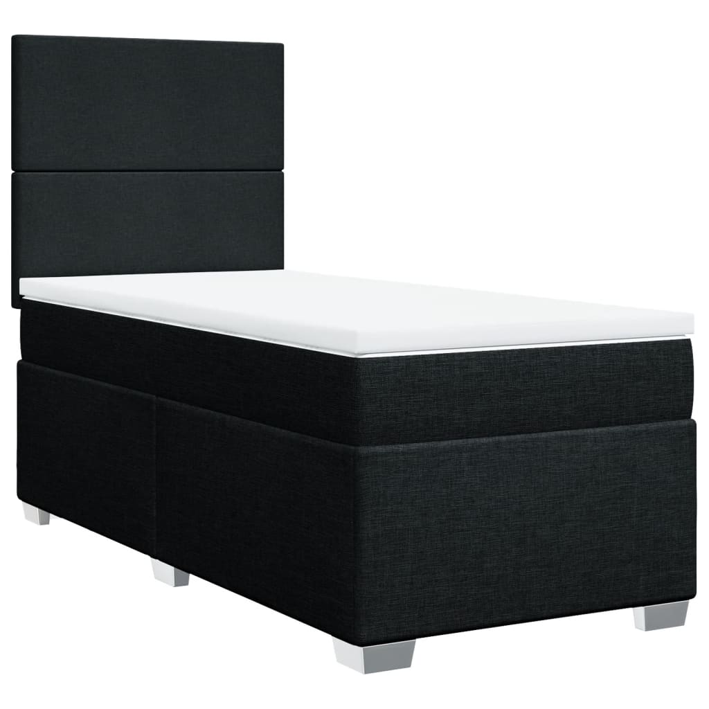 Sommier à lattes de lit avec matelas Noir 100x200 cm Tissu - XIOS