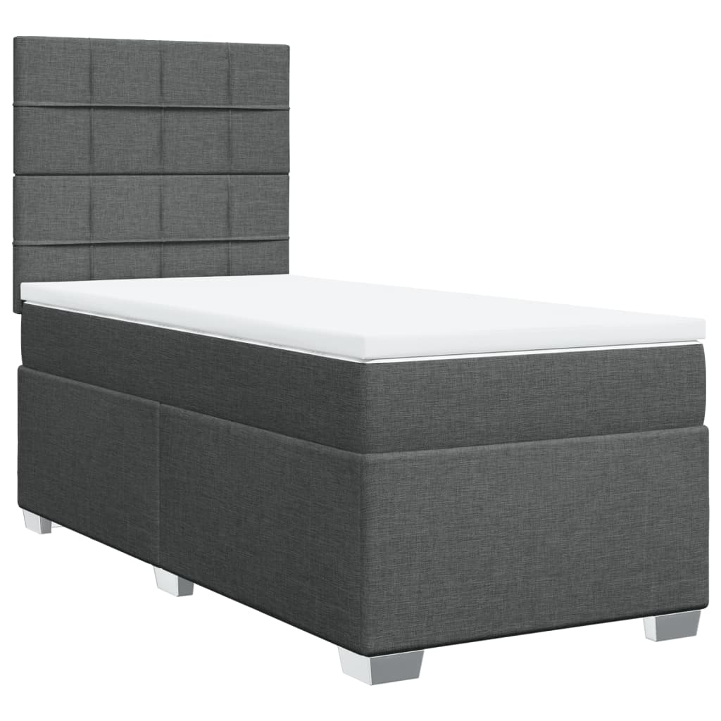 Sommier à lattes de lit avec matelas Gris foncé 100x200cm Tissu - XIOS