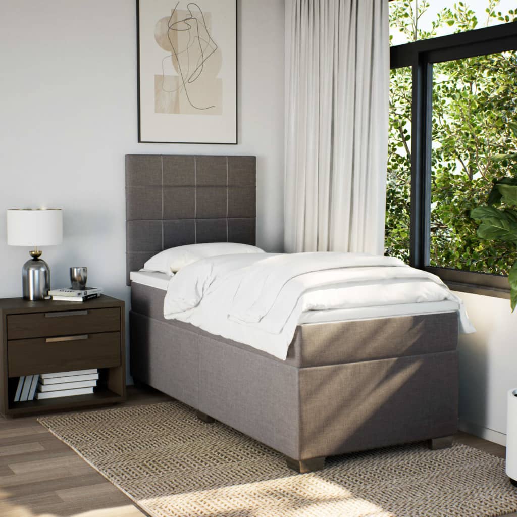 Sommier à lattes de lit avec matelas Taupe 100x200 cm Tissu - XIOS