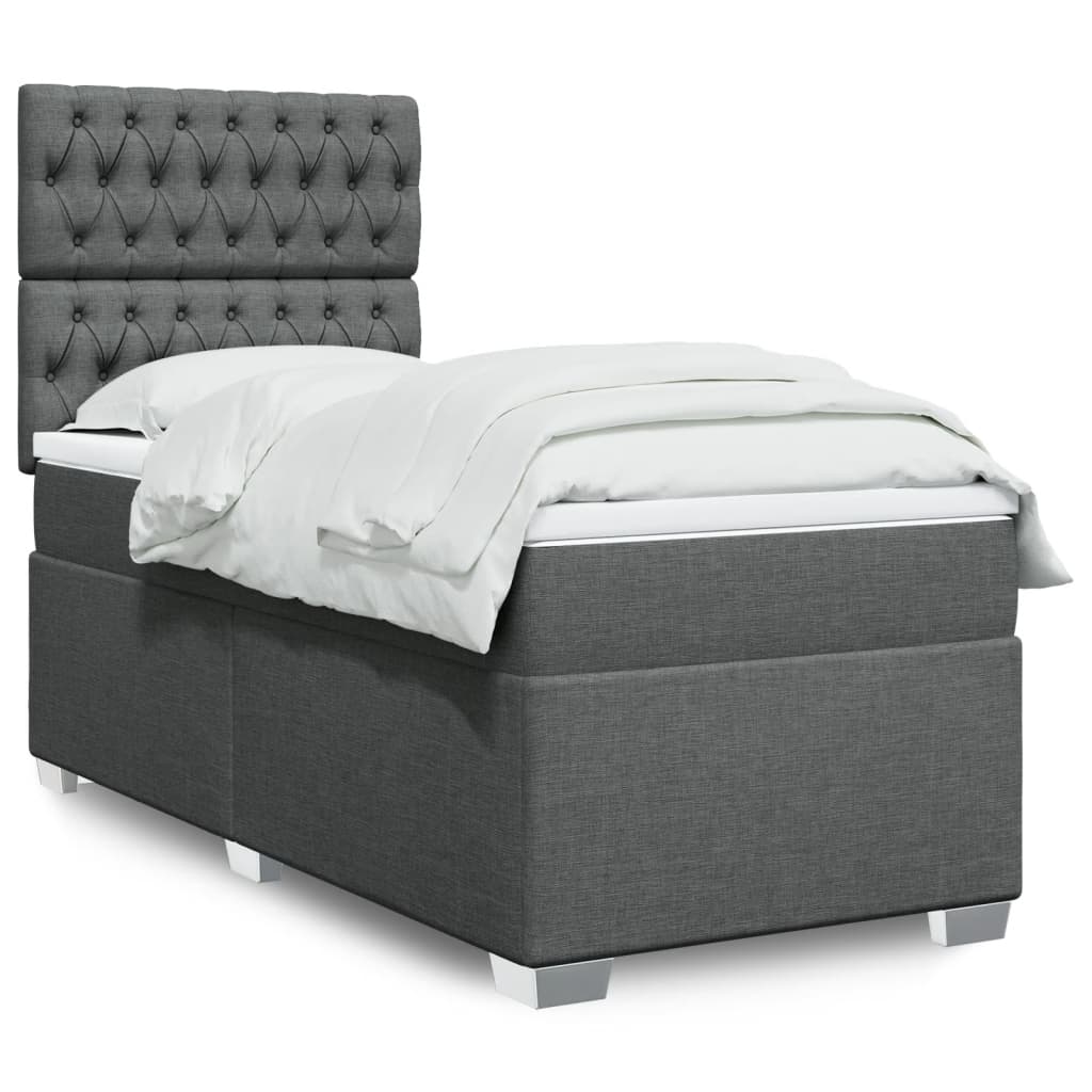 Sommier à lattes de lit avec matelas Gris foncé 100x200cm Tissu - XIOS