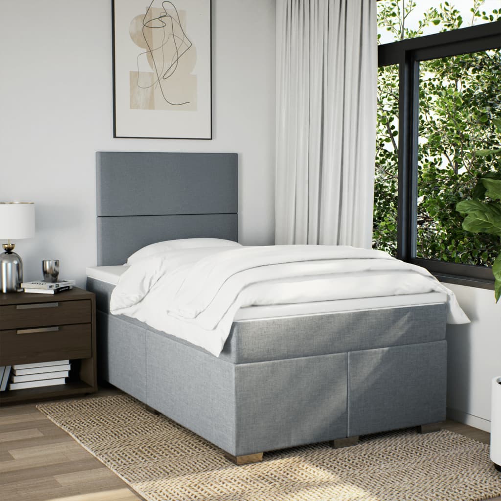 Sommier à lattes de lit et matelas gris clair 120x190 cm tissu - XIOS