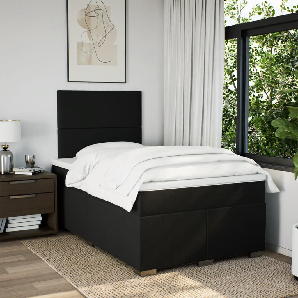 Sommier à lattes de lit avec matelas noir 120x190 cm tissu - XIOS