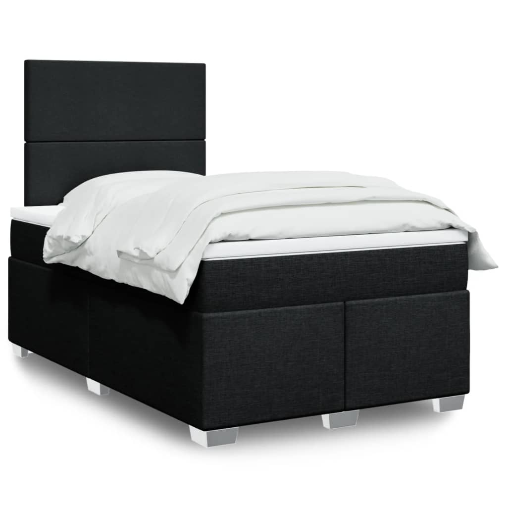 Sommier à lattes de lit avec matelas noir 120x190 cm tissu - XIOS