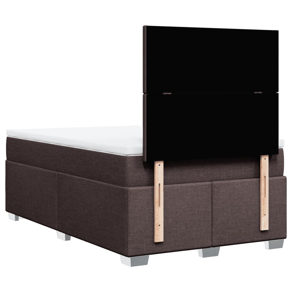 Sommier à lattes de lit et matelas marron foncé 120x190cm tissu - XIOS