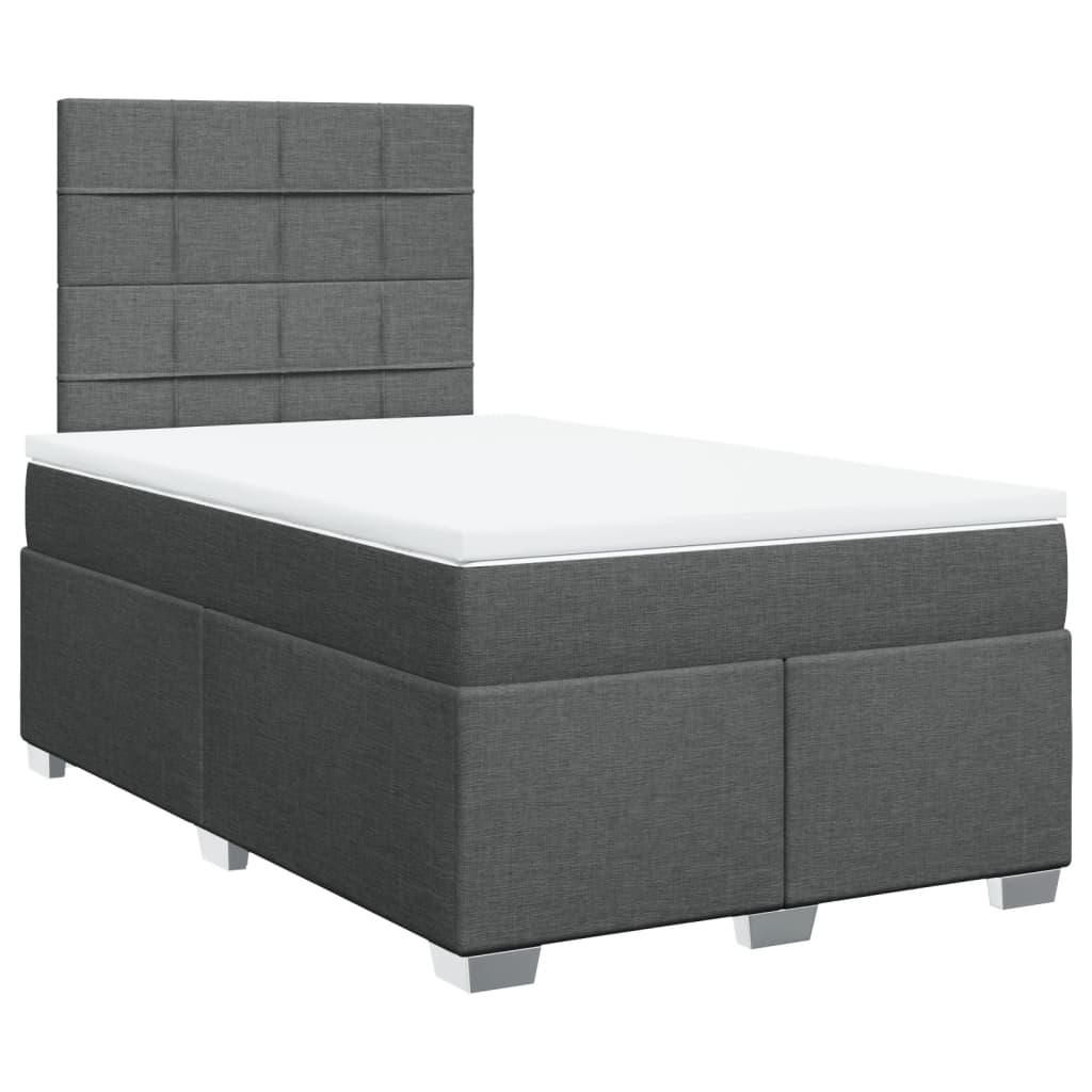 Sommier à lattes de lit avec matelas gris foncé 120x190cm tissu - XIOS