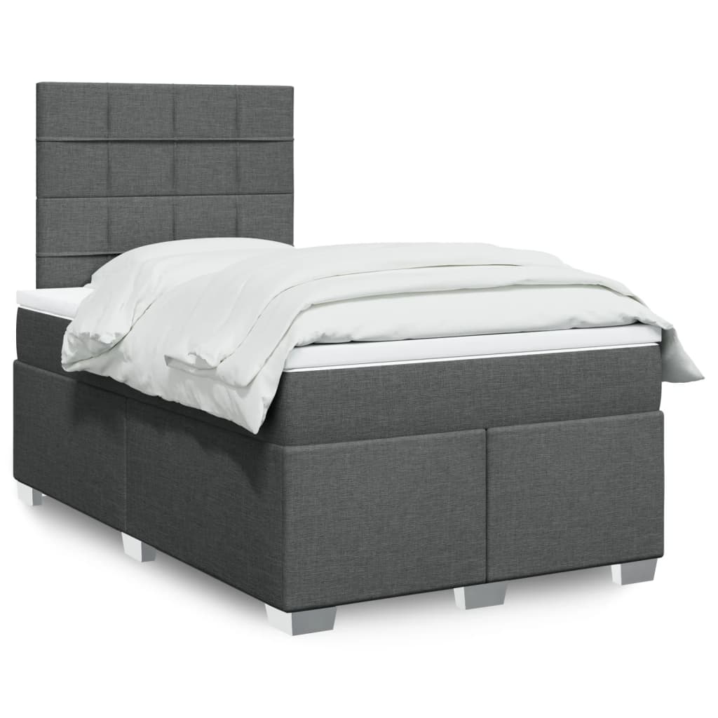 Sommier à lattes de lit avec matelas gris foncé 120x190cm tissu - XIOS