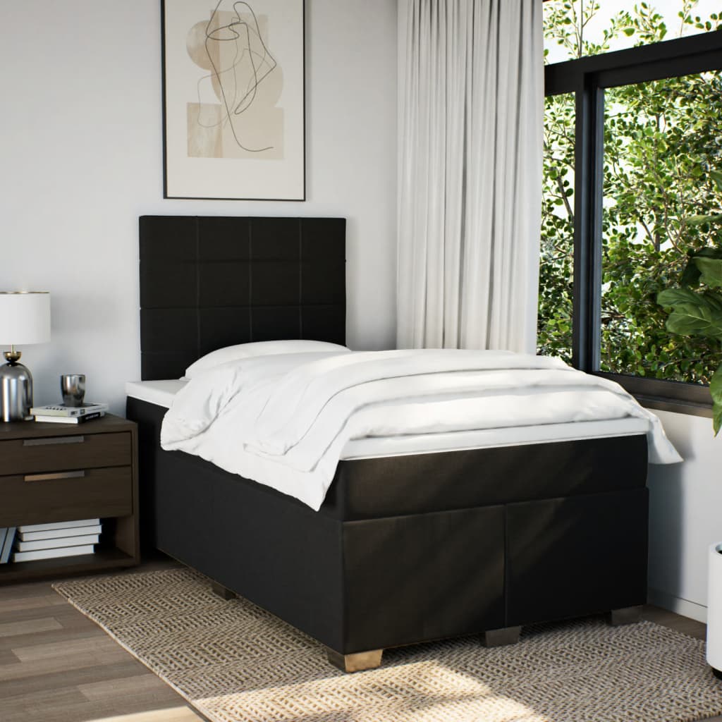 Sommier à lattes de lit avec matelas noir 120x190 cm tissu - XIOS