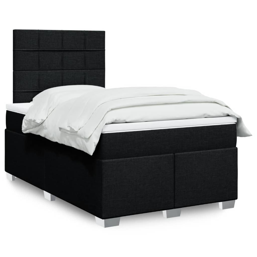Sommier à lattes de lit avec matelas noir 120x190 cm tissu - XIOS