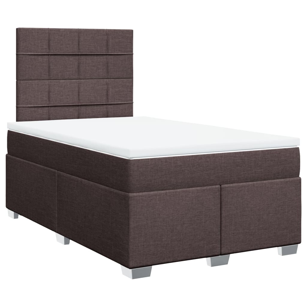 Sommier à lattes de lit et matelas marron foncé 120x190cm tissu - XIOS