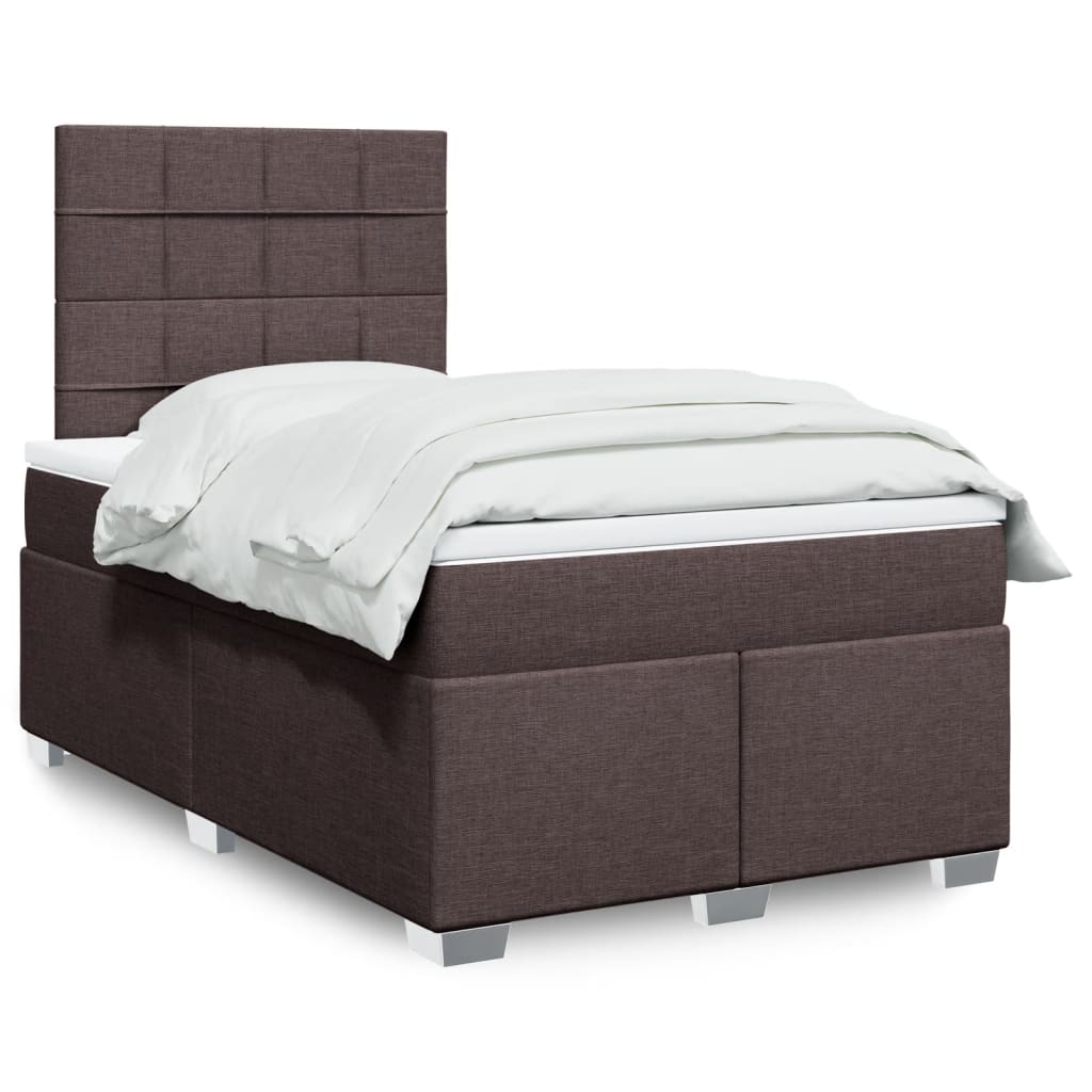 Sommier à lattes de lit et matelas marron foncé 120x190cm tissu - XIOS