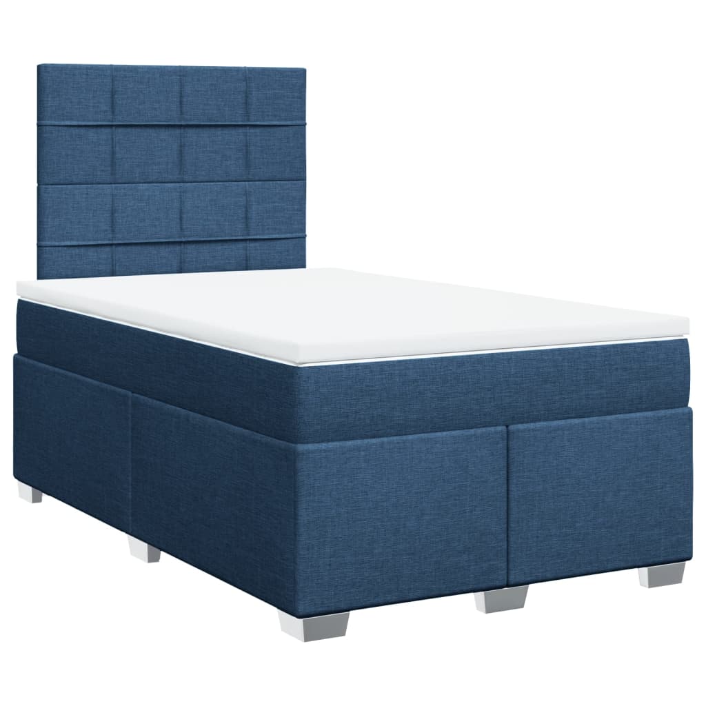 Sommier à lattes de lit avec matelas bleu 120x190 cm tissu - XIOS