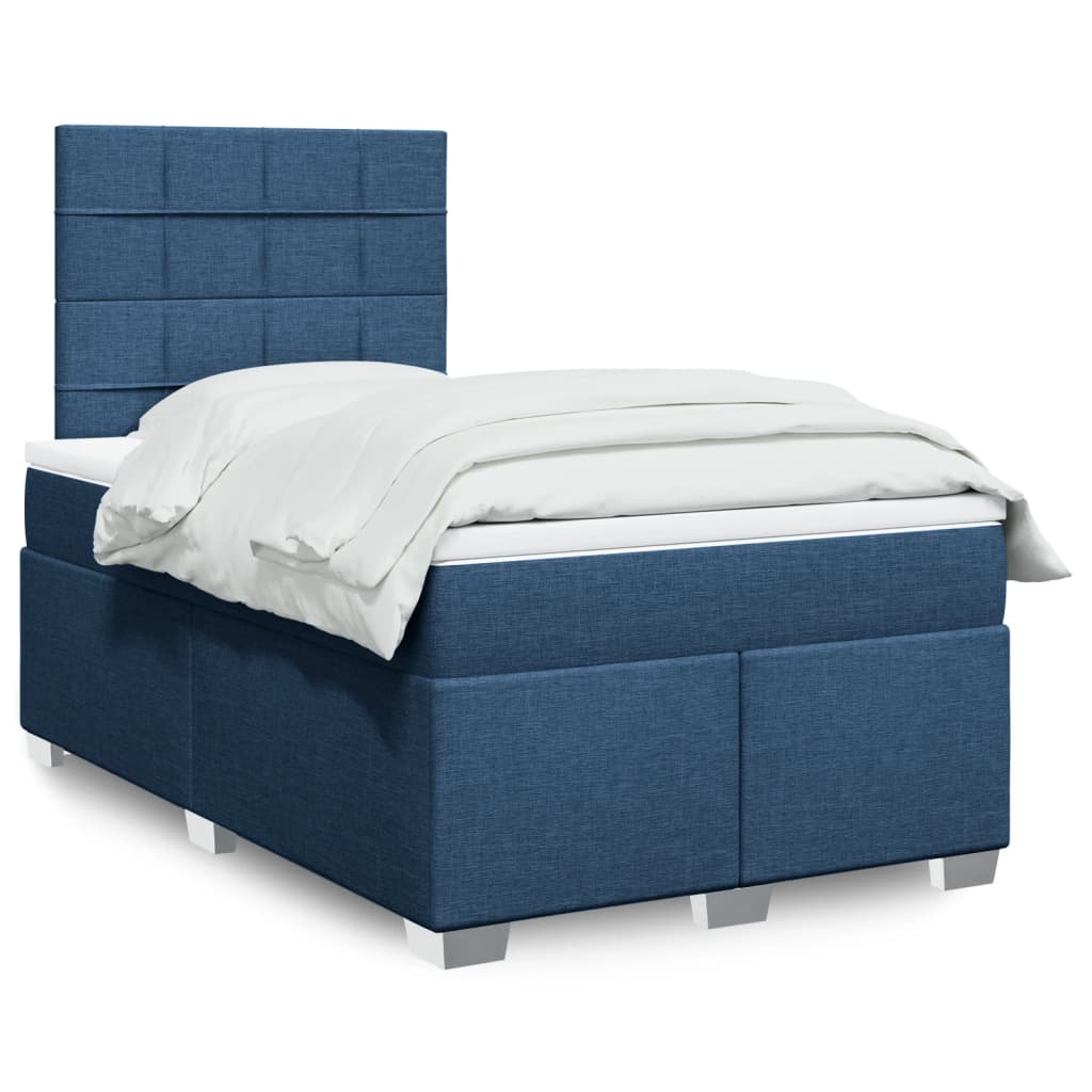 Sommier à lattes de lit avec matelas bleu 120x190 cm tissu - XIOS