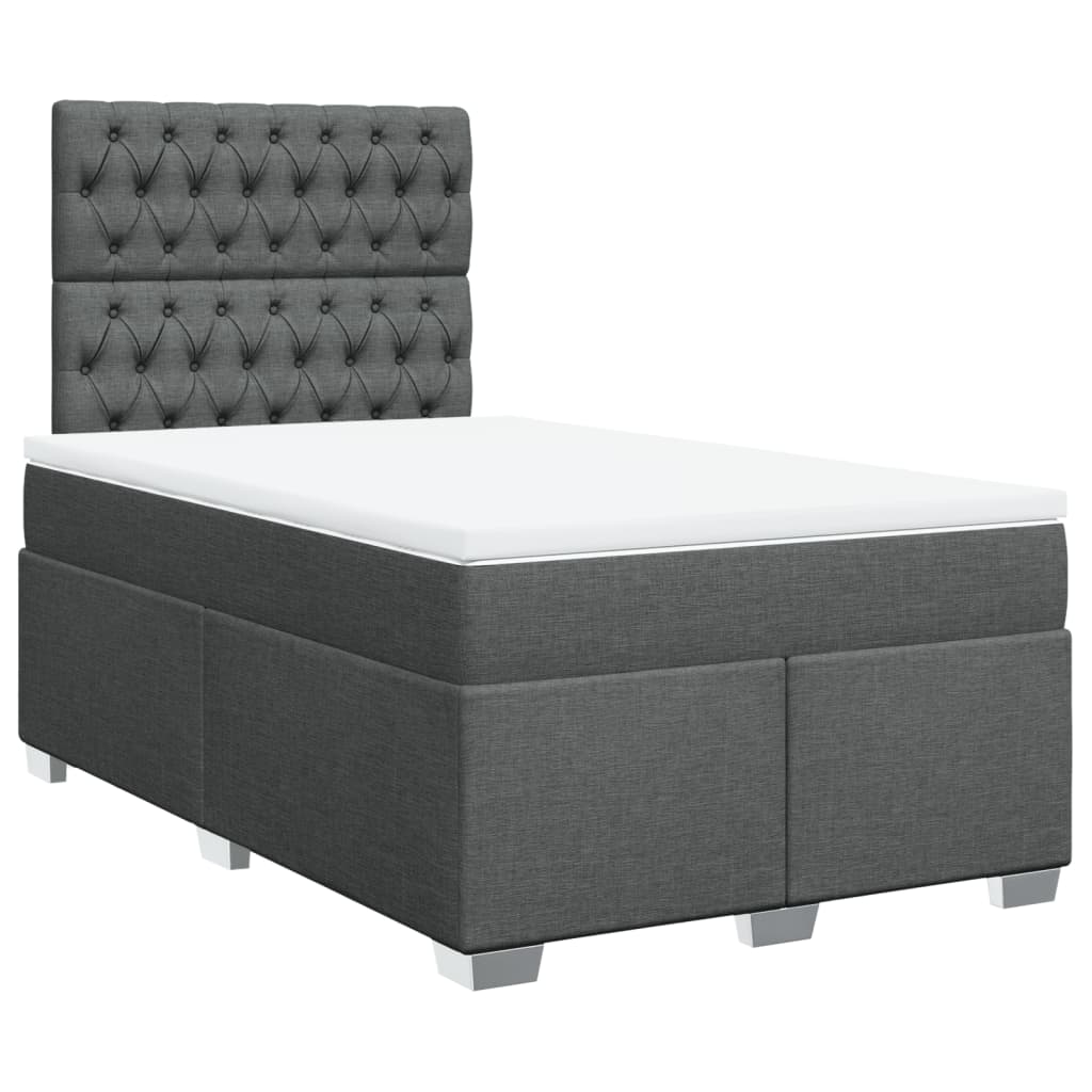 Sommier à lattes de lit avec matelas gris foncé 120x190cm tissu - XIOS
