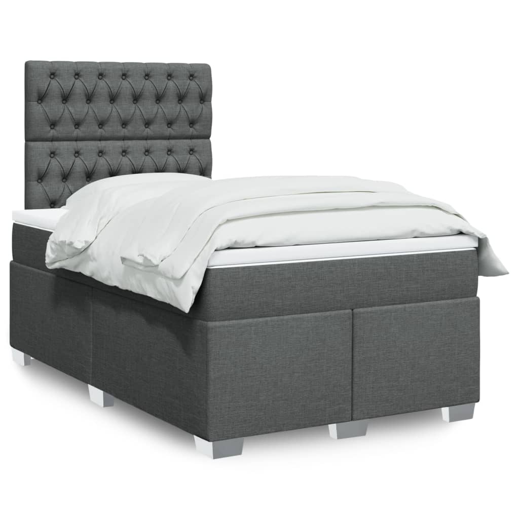 Sommier à lattes de lit avec matelas gris foncé 120x190cm tissu - XIOS
