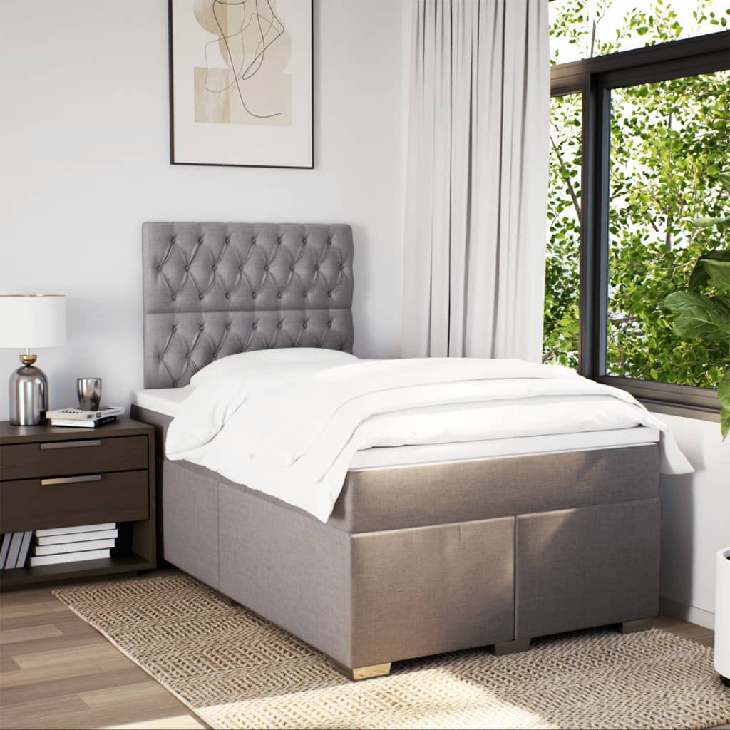 Sommier à lattes de lit avec matelas taupe 120x190 cm tissu - XIOS