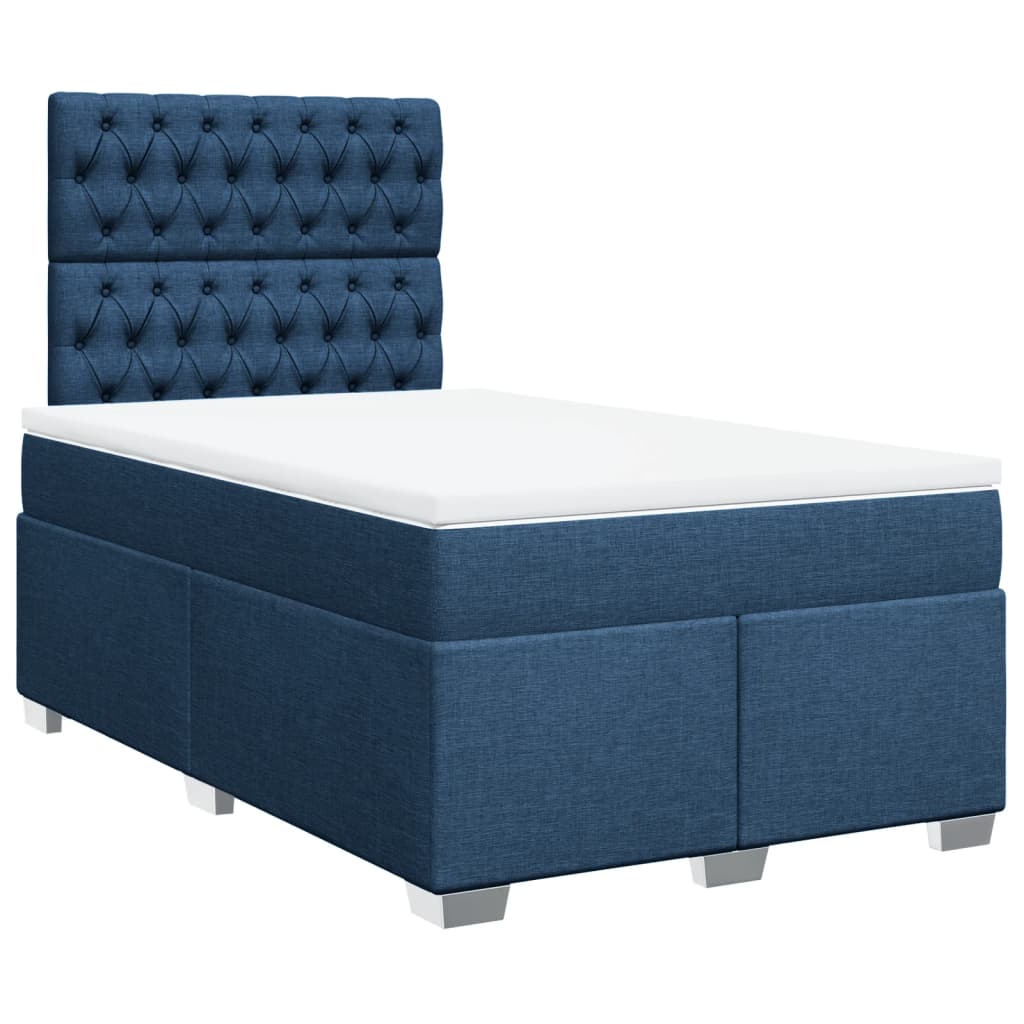 Sommier à lattes de lit avec matelas bleu 120x190 cm tissu - XIOS