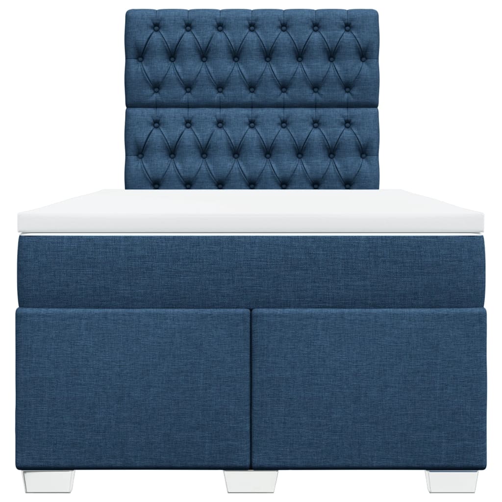 Sommier à lattes de lit avec matelas bleu 120x190 cm tissu - XIOS
