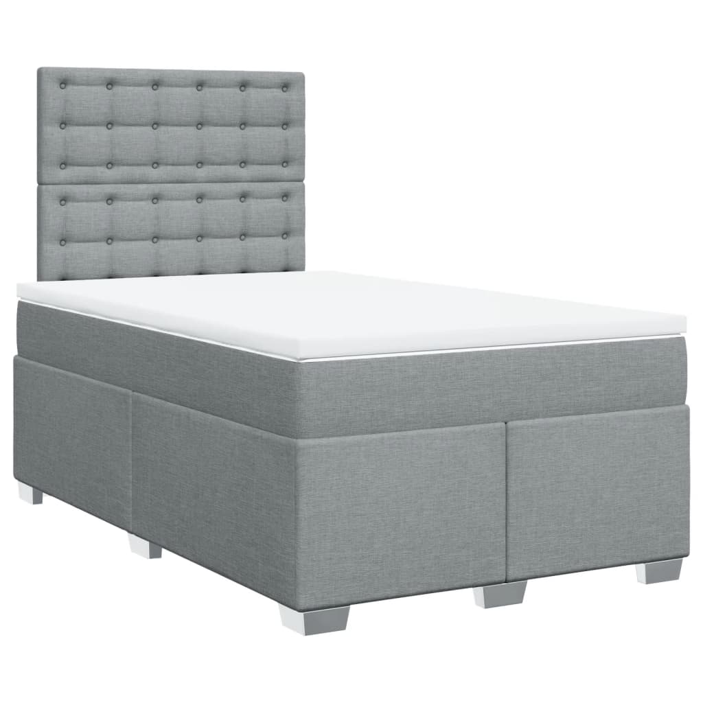 Sommier à lattes de lit et matelas gris clair 120x190 cm tissu - XIOS