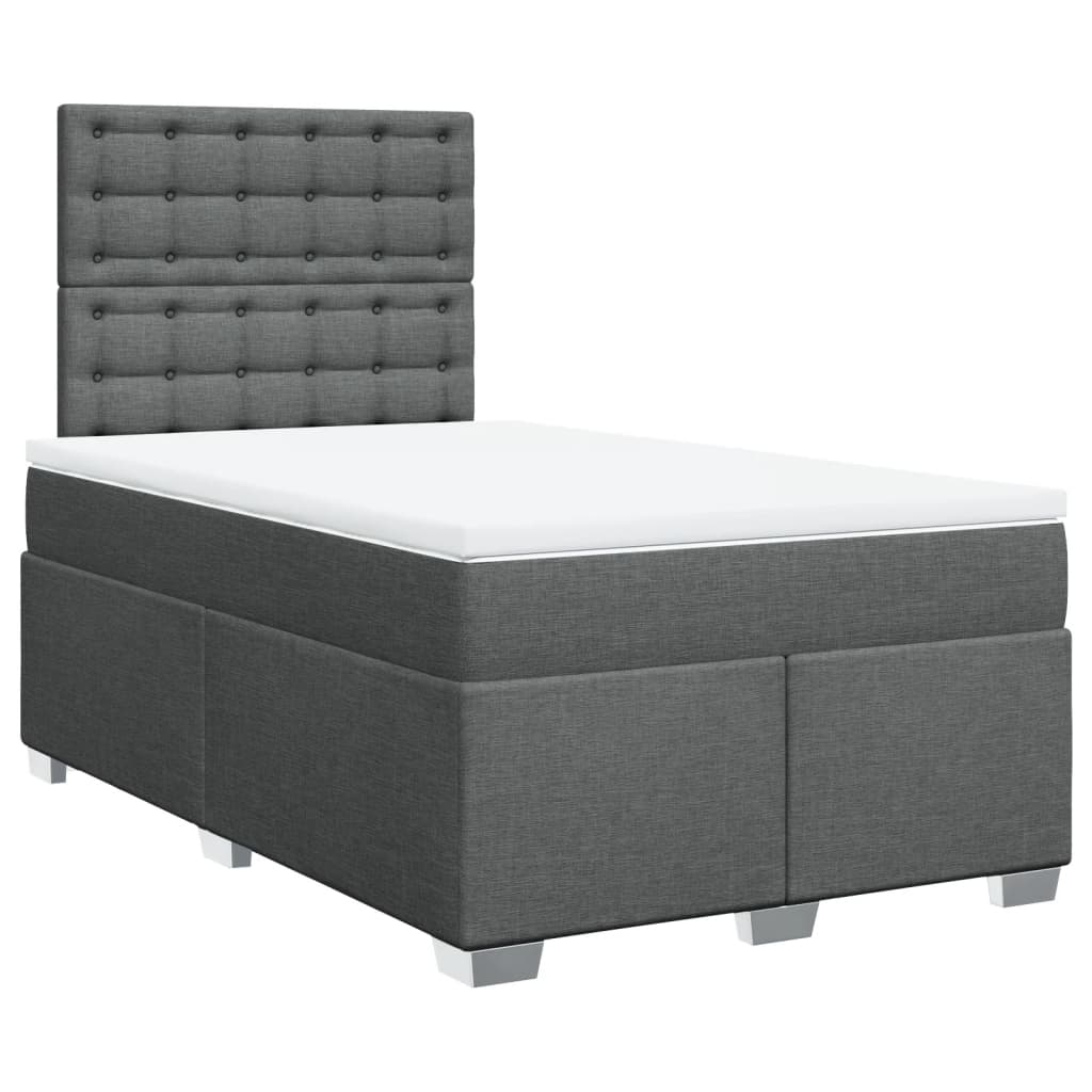 Sommier à lattes de lit avec matelas gris foncé 120x190cm tissu - XIOS
