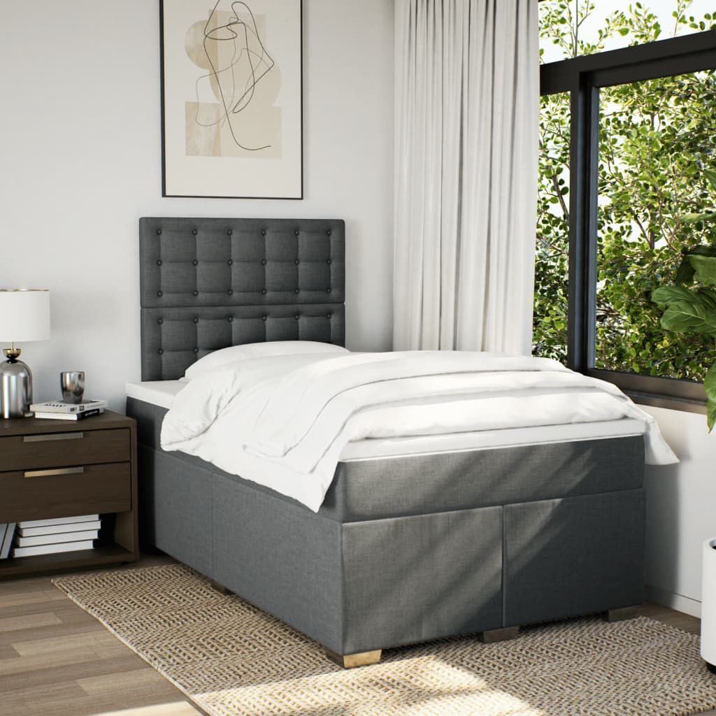 Sommier à lattes de lit avec matelas gris foncé 120x190cm tissu - XIOS