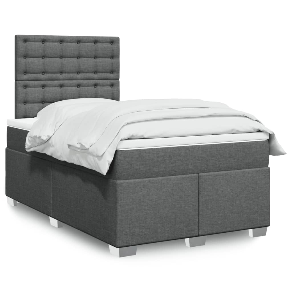 Sommier à lattes de lit avec matelas gris foncé 120x190cm tissu - XIOS