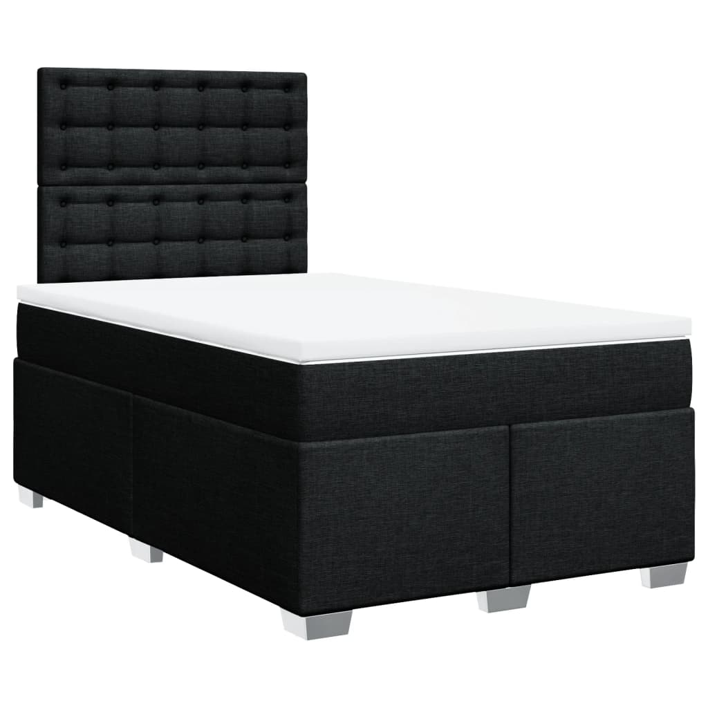 Sommier à lattes de lit avec matelas noir 120x190 cm tissu - XIOS