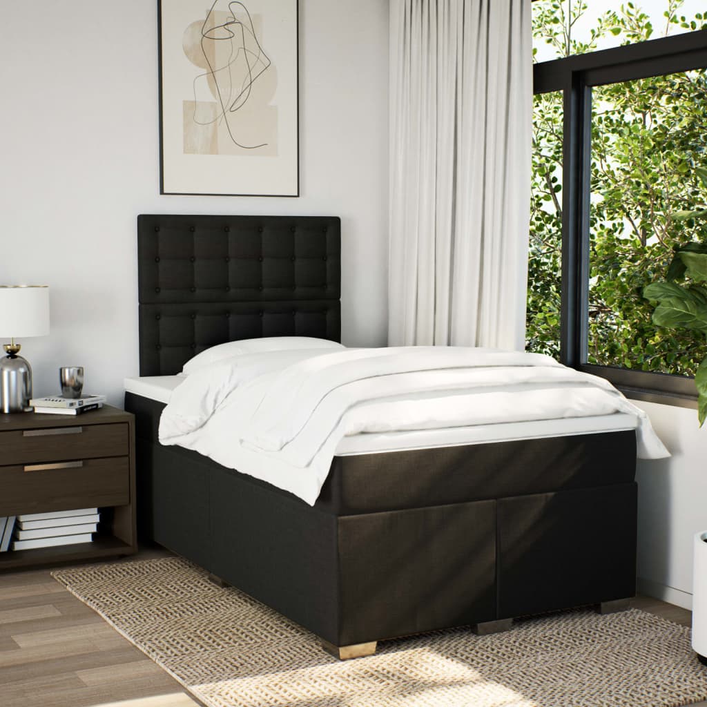 Sommier à lattes de lit avec matelas noir 120x190 cm tissu - XIOS