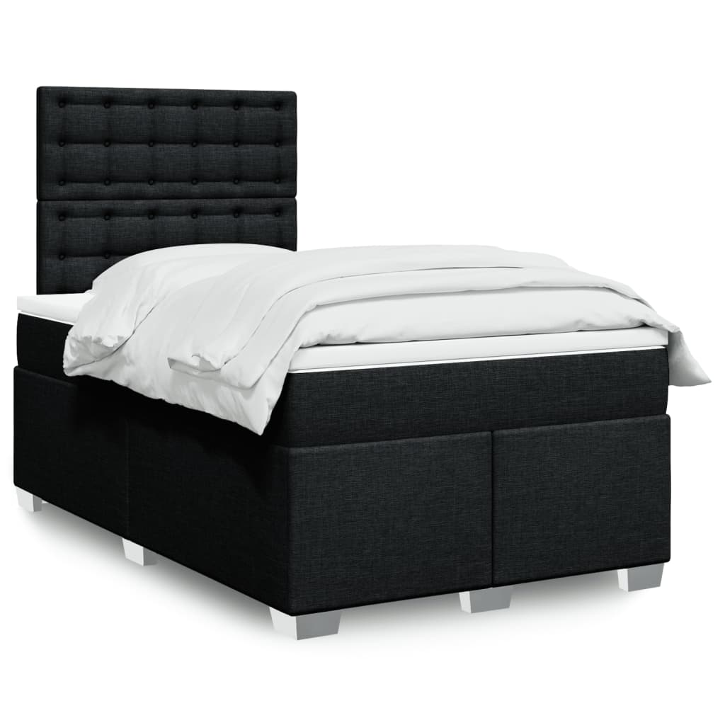 Sommier à lattes de lit avec matelas noir 120x190 cm tissu - XIOS