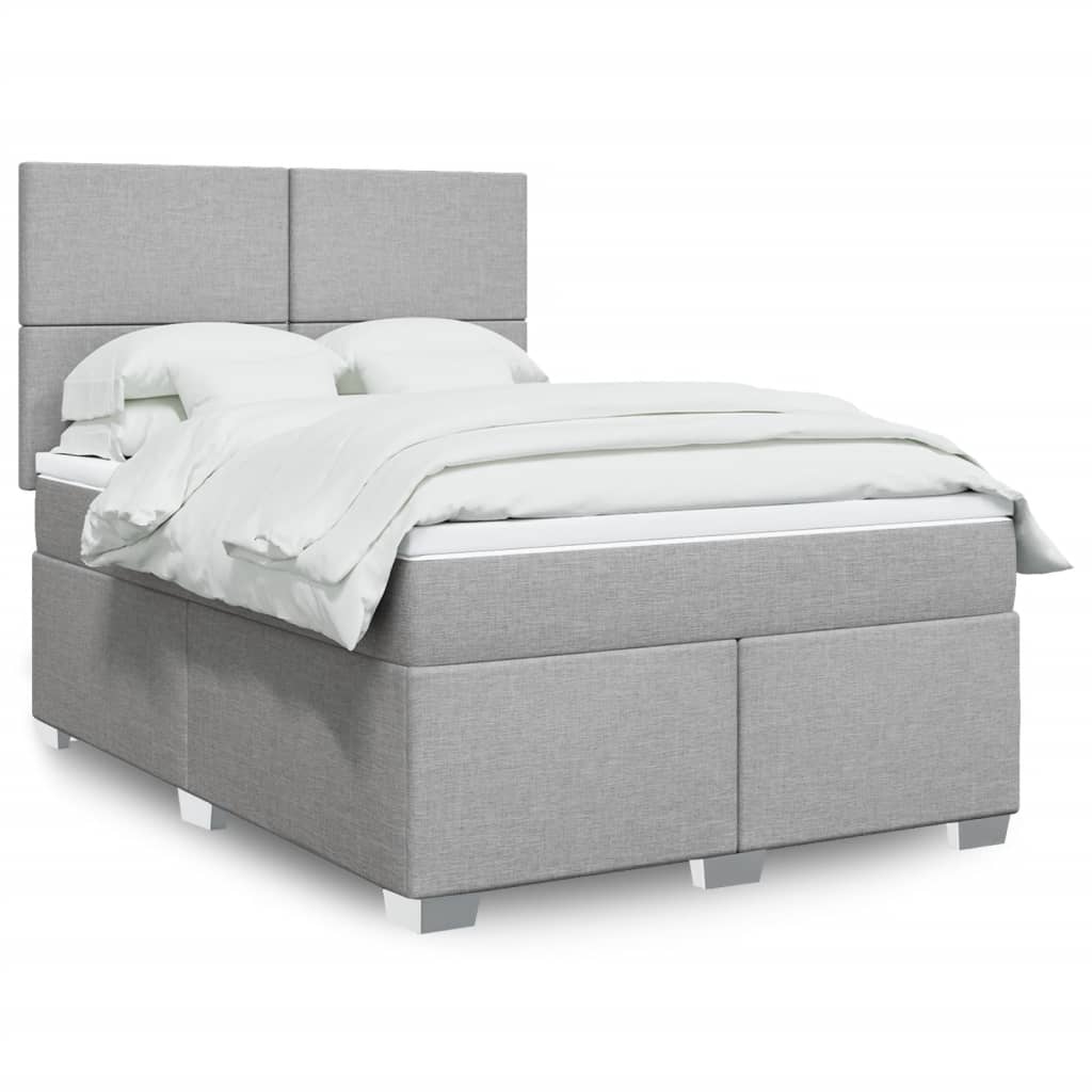 Sommier à lattes de lit avec matelas Gris clair 140x190cm Tissu - XIOS