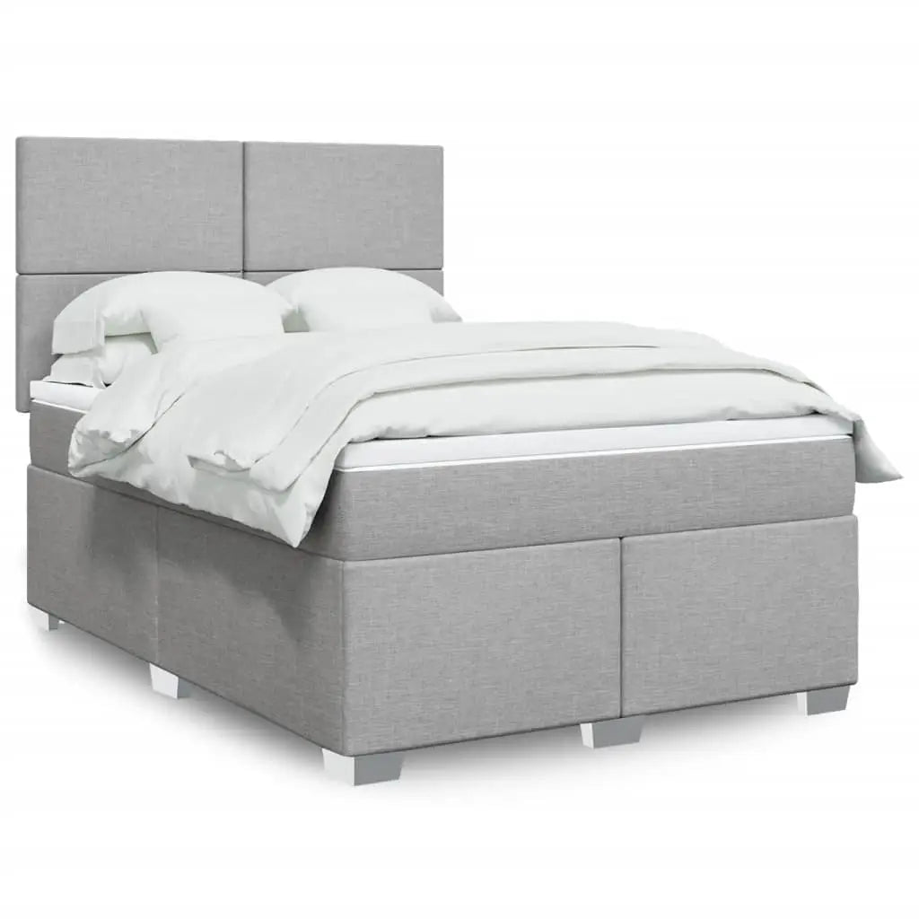 Sommier à lattes de lit avec matelas Gris clair 140x190cm Tissu - XIOS