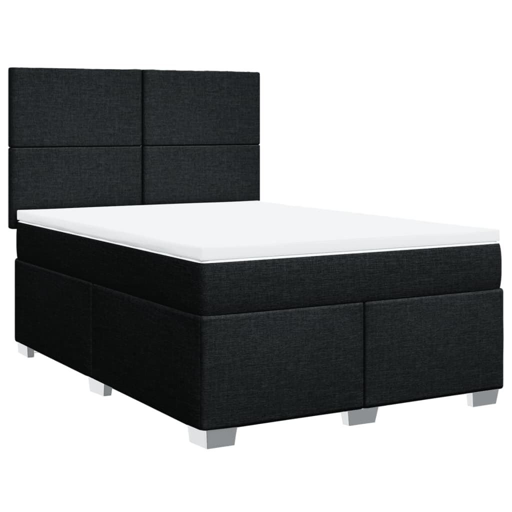 Sommier à lattes de lit avec matelas Noir 140x190 cm Tissu - XIOS
