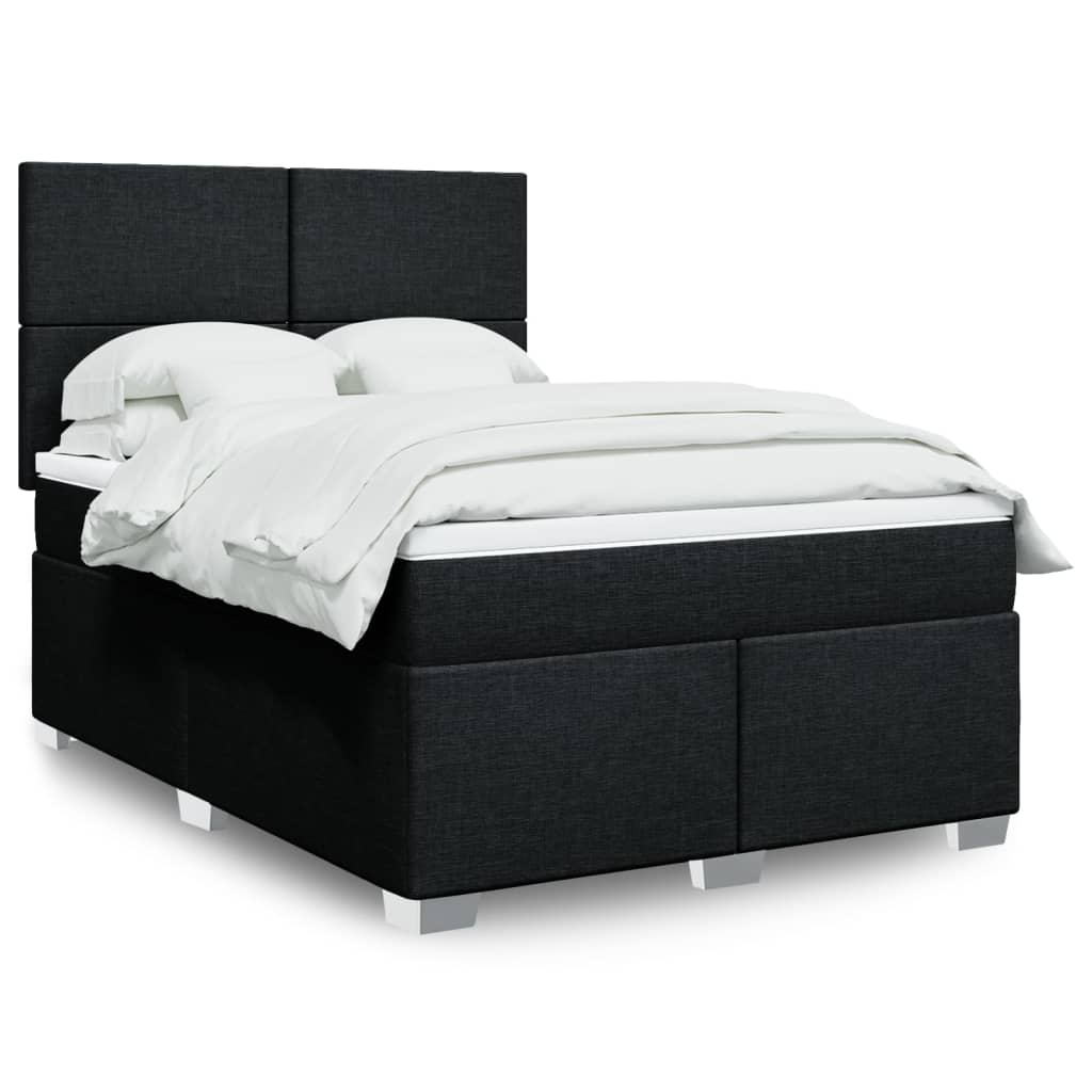Sommier à lattes de lit avec matelas Noir 140x190 cm Tissu - XIOS