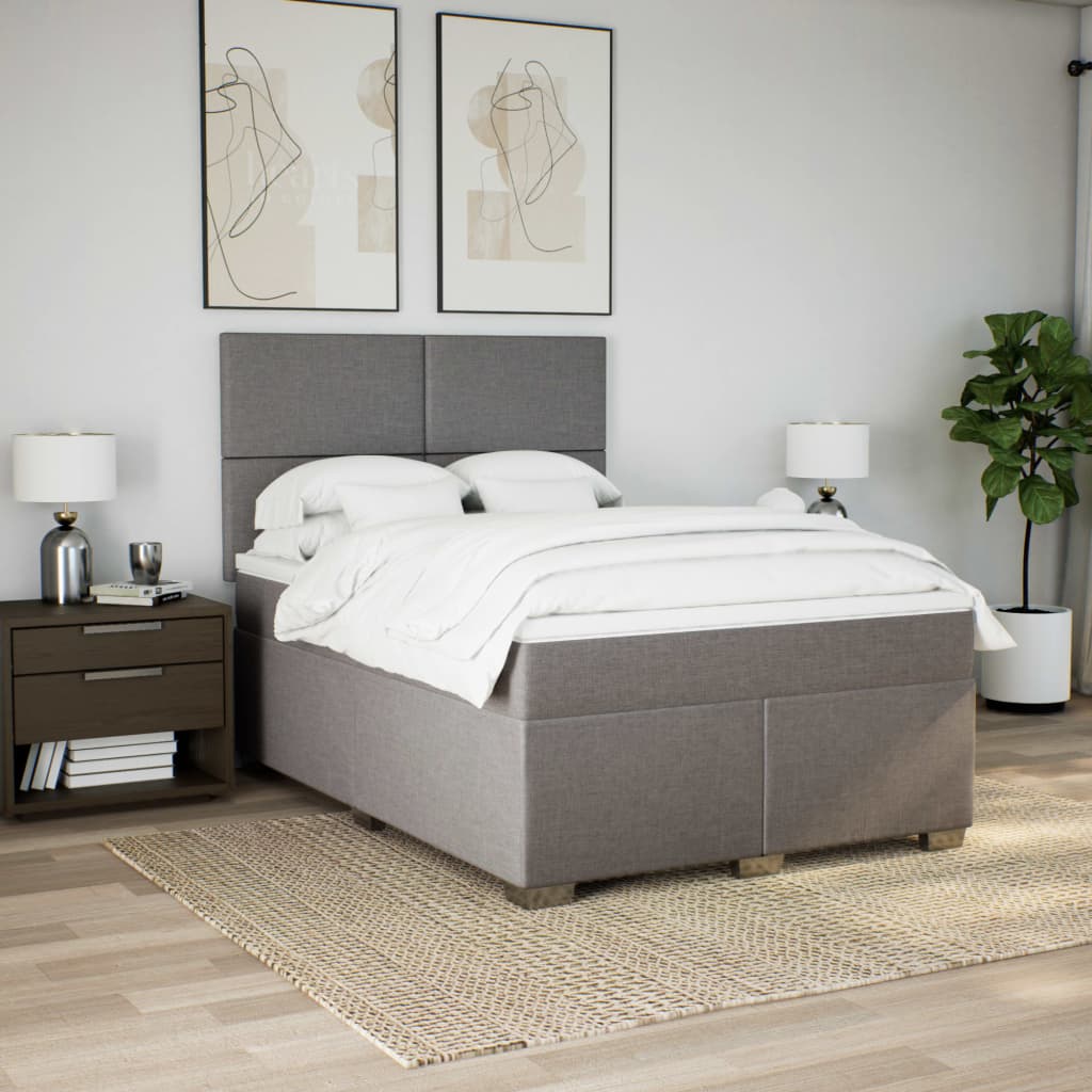 Sommier à lattes de lit avec matelas Taupe 140x190 cm Tissu - XIOS