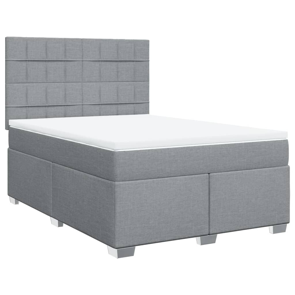Sommier à lattes de lit avec matelas Gris clair 140x190cm Tissu - XIOS