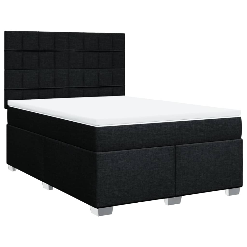 Sommier à lattes de lit avec matelas Noir 140x190 cm Tissu - XIOS